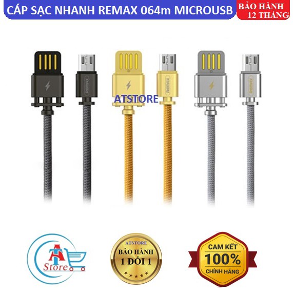 [Mã ELORDER5 giảm 10k đơn 20k] Cáp Sạc Nhanh Remax RC 064m Micro USB Chính Hãng - Cáp Sạc Dây Dù Android