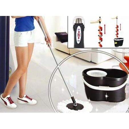 Freeship Bộ Thân Cây Lau Nhà + 2 Bông Lau Omega Mop 360 Độ