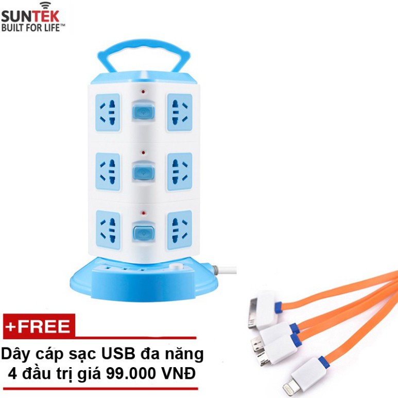 Ổ cắm điện SUNTEK đa năng 3 tầng 12 chân cắm điện 3 cổng USB . .