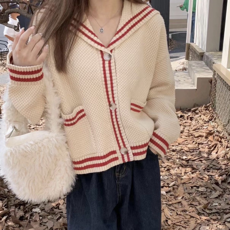 Áo Khoác Cardigan Dệt Kim Hoạ Tiết Kẻ Sọc Thiết Kế Hợp Thời Trang