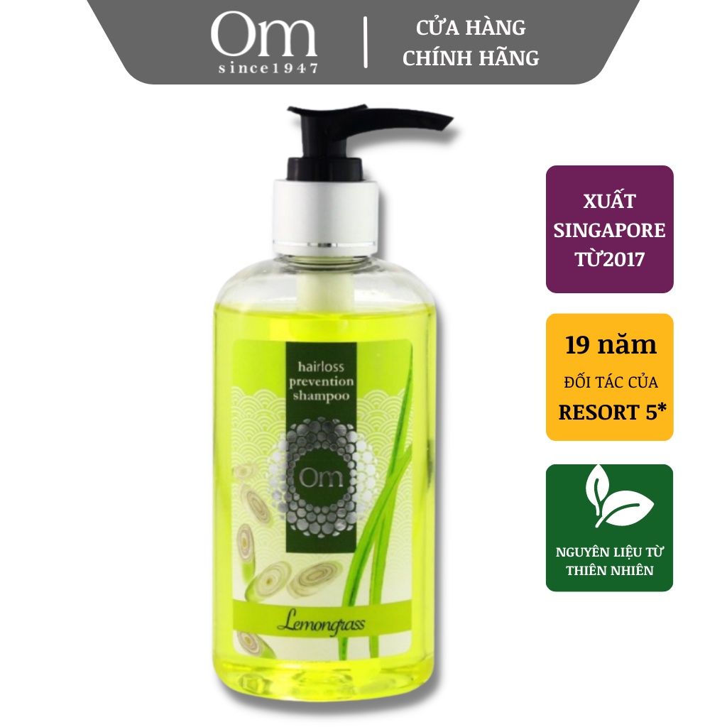 Dầu gội Ngừa rụng và kích thích Mọc tóc dành cho tóc dầu Sả Chanh Lemongrass 250ml - Om Fountain