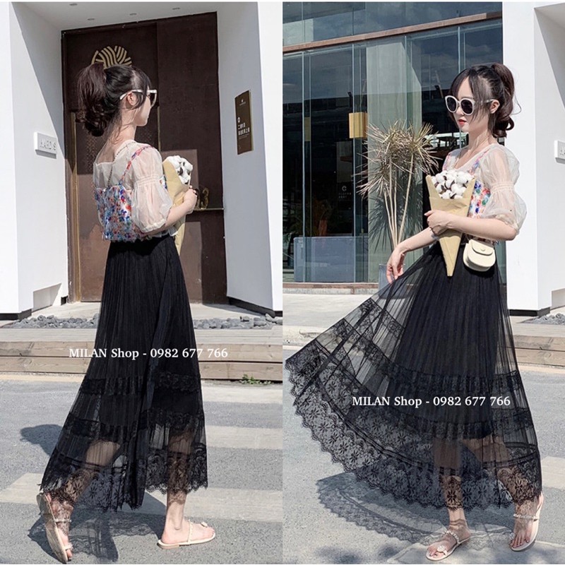[Mã WASTUP giảm 10% tối đa 30K đơn 99K] Chân váy xếp ly công chúa phối ren dịu dàng nữ tính | BigBuy360 - bigbuy360.vn