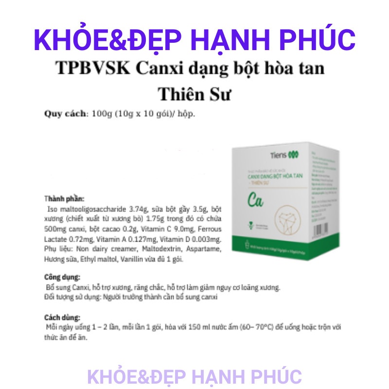 Canxi dạng bột hòa tan Thiên Sư - TIENS– 10 gói – Date T4/2023