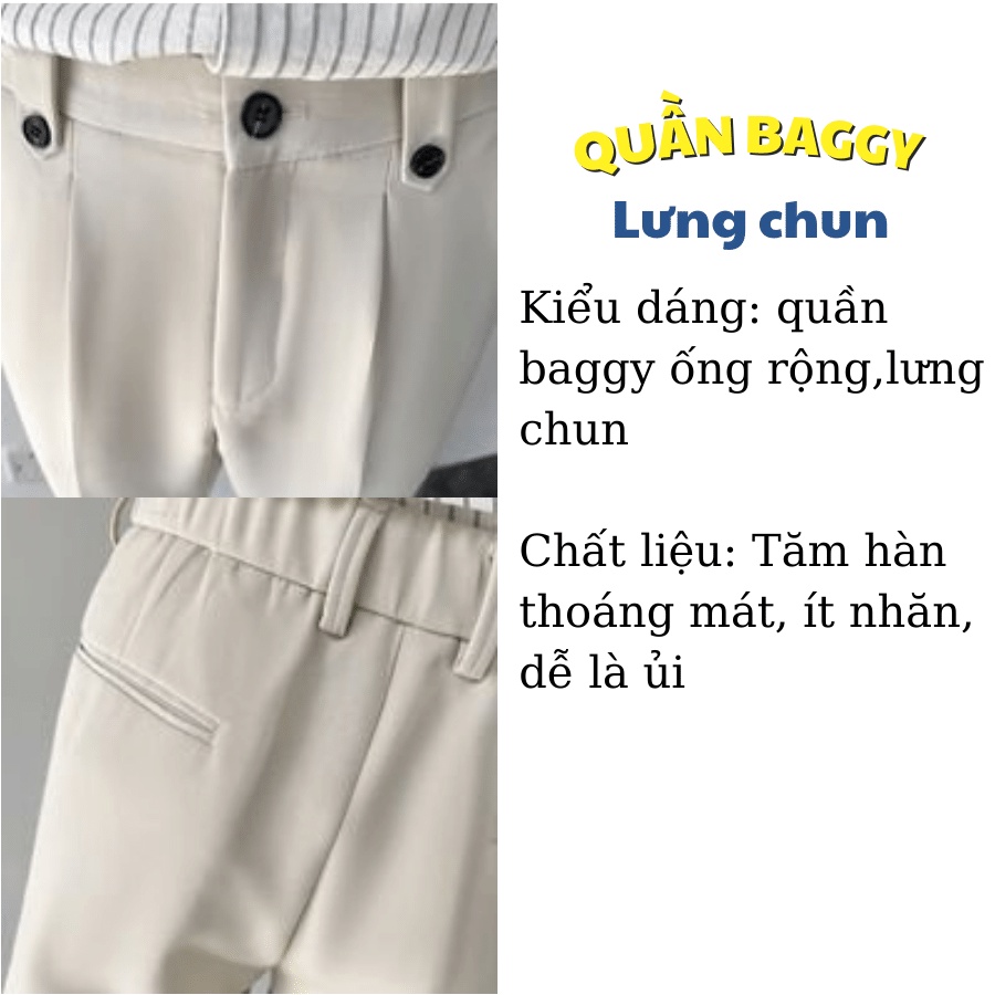 Quần baggy nam ống rộng cạp cao Manmoshop, quần âu nam lưng chun dáng suông chất tăm Hàn không nhăn xù