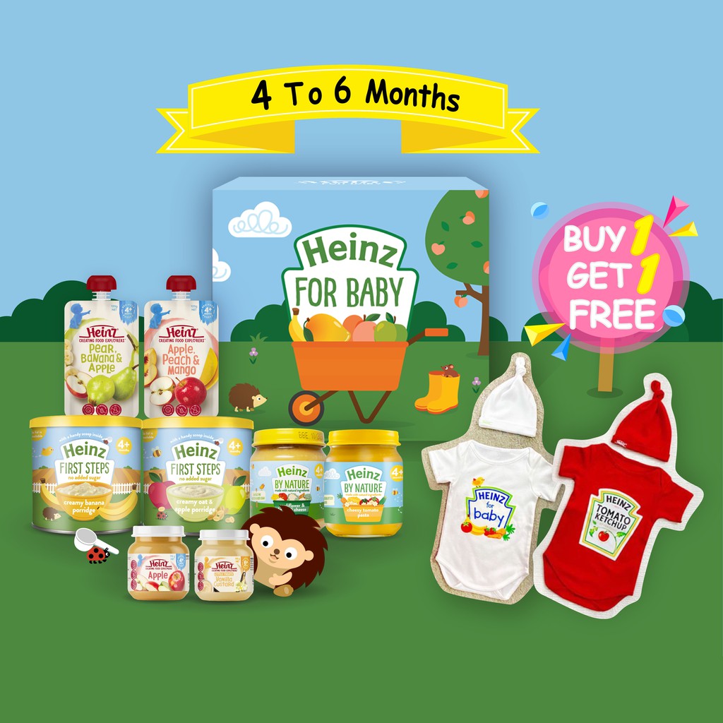 Bộ Combo Thức Ăn Dặm HEINZ Cho Bé Từ 4 - 6 Tháng Tuổi (Tặng Kèm 1 Jumpsuit Cho Bé Cực Xinh Trị Giá 150.000 Đồng)
