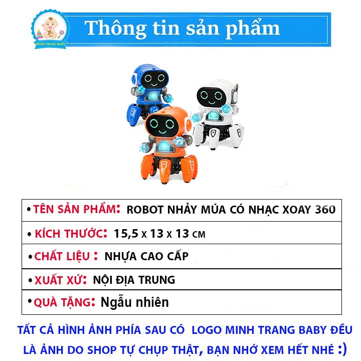 Đồ chơi Robot thông minh xoay 360 độ biết nhảy múa phát nhạc cho bé