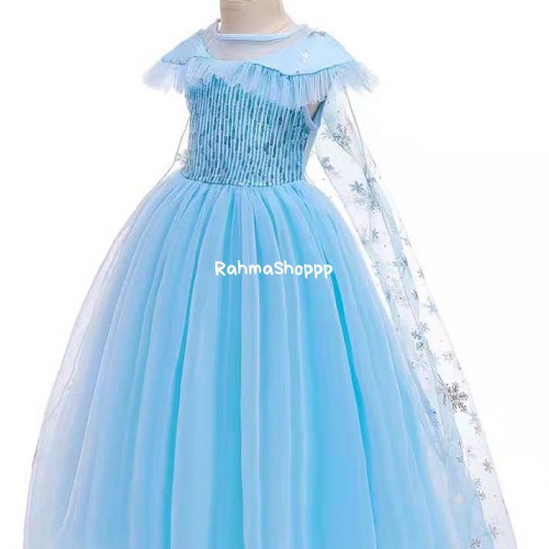 Đầm Elsa Đầm hóa trang công chúa băng giá 2 màu xanh dương 011