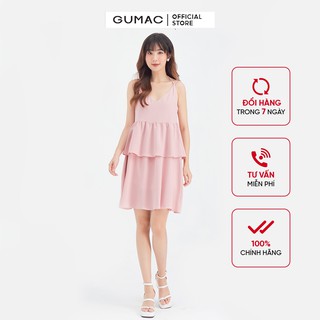 Đầm suông nữ 2 dây bèo tầng GUMAC DB634