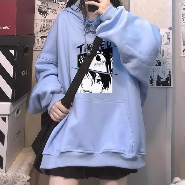 Hooded Sweater Men and Women's Autumn and Winter New Ins Print Japanese Cartoon Tops Couples Loose All-match Coat