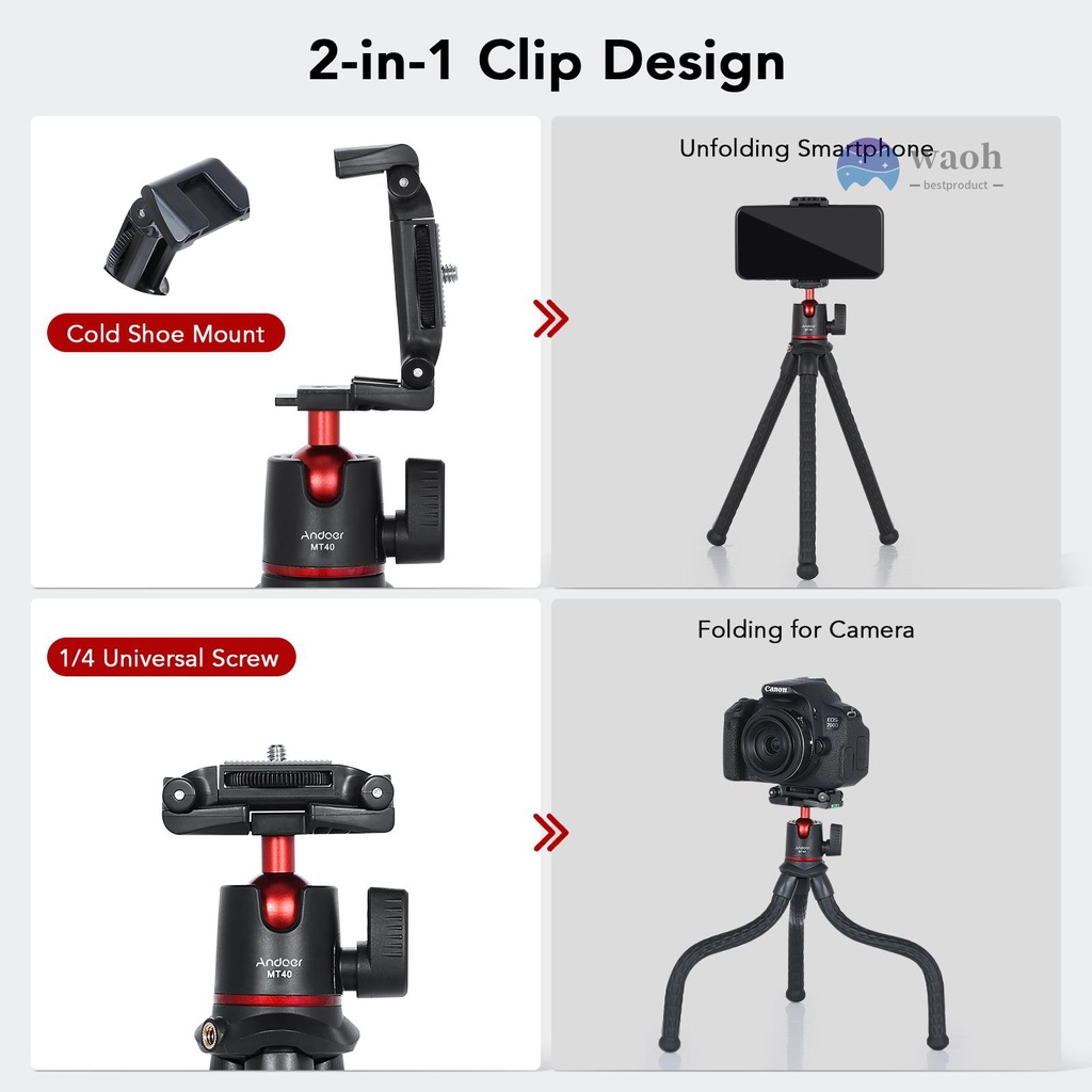 Chân Tripod Andoer Mt40 Linh Hoạt Xoay 360 Độ