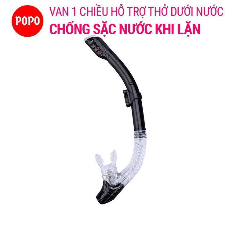 Ống thở lặn biển POPO SNOR van 1 chiều ngăn nước tuyệt đối chất liệu cao cấp