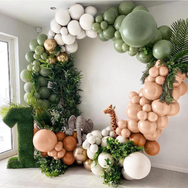 DIY Latex Green Balloon Arch Garland Kit Bữa Tiệc Sinh Nhật / Vòi Hoa Sen Cho Bé / Đồ Trang Trí đám Cưới Thời Trang Mới