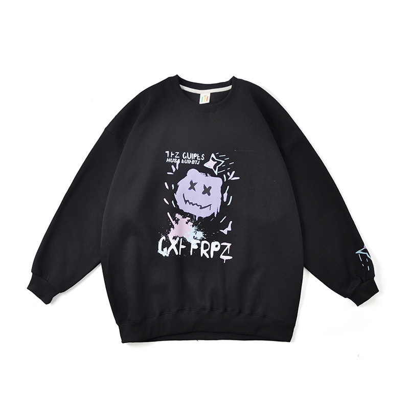 Áo Sweater Cổ Tròn Tay Dài Dáng Rộng In Hoạt Hình Phong Cách Hồng Kông Thời Trang 2022