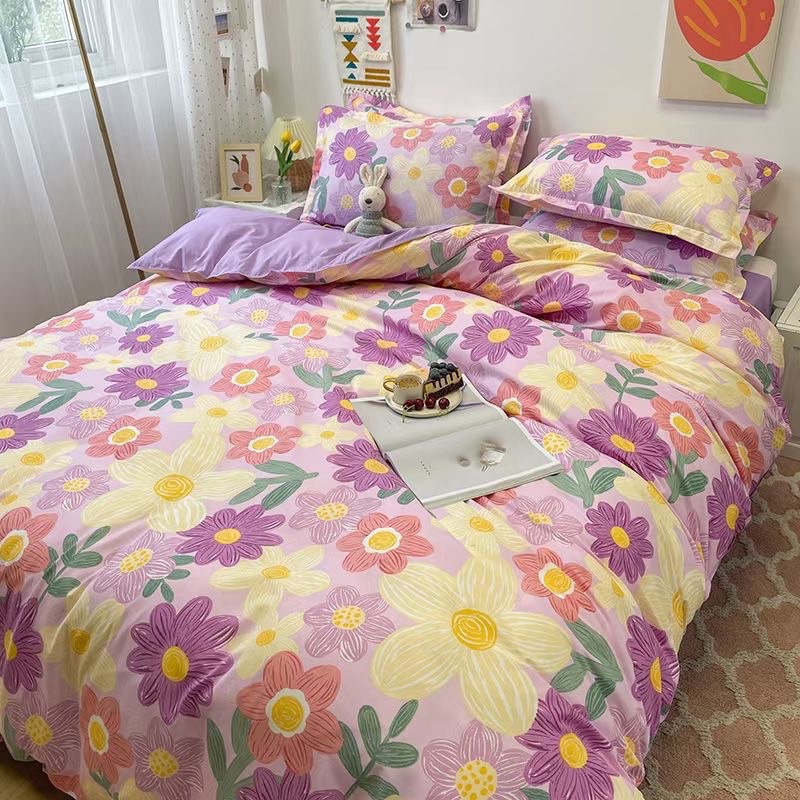 Bộ Chăn Ga Gối 🪴 combo 5 món cotton 3D moexu bedding kẻ sọc hoa nhí sang trọng mềm mịn đủ kích thước | BigBuy360 - bigbuy360.vn