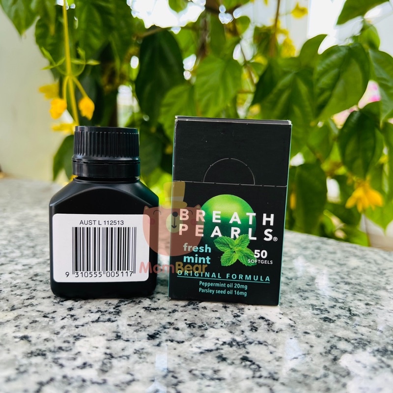 Viên thơm miệng Breath Pearls Natural lọ 50 viên Của Úc