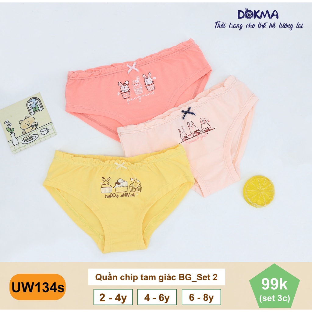 [FREESHIP] Quần Chip cotton tam giác cho bé gái Dokma (Set 3 chiếc) Dokma UW134s