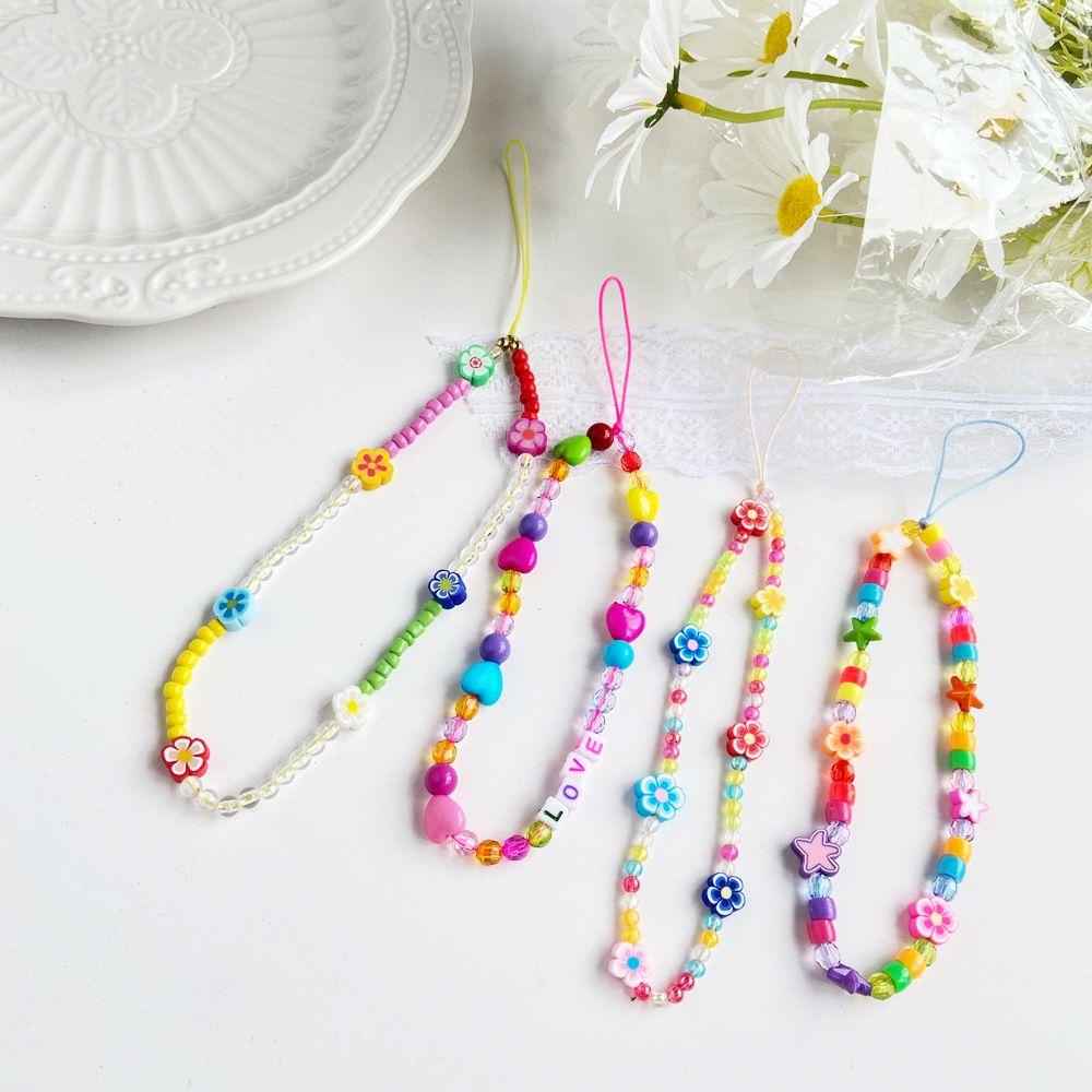 Glees Dây Treo Điện Thoại Xâu Hạt Cười Nhiều Màu Chống Thất Lạc