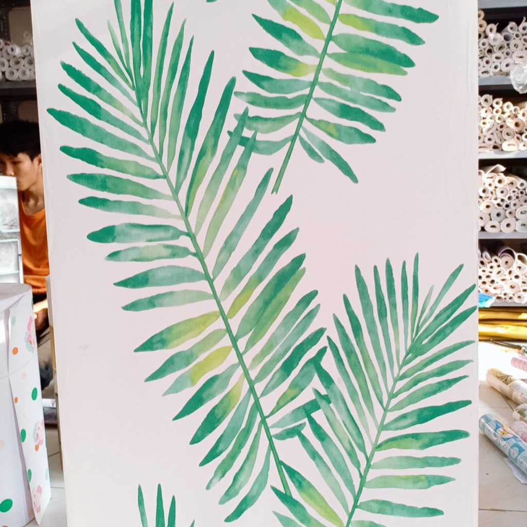 MỚI Decal giấy dán tường chiếc lá bác âu khổ 45cm keo sẵn