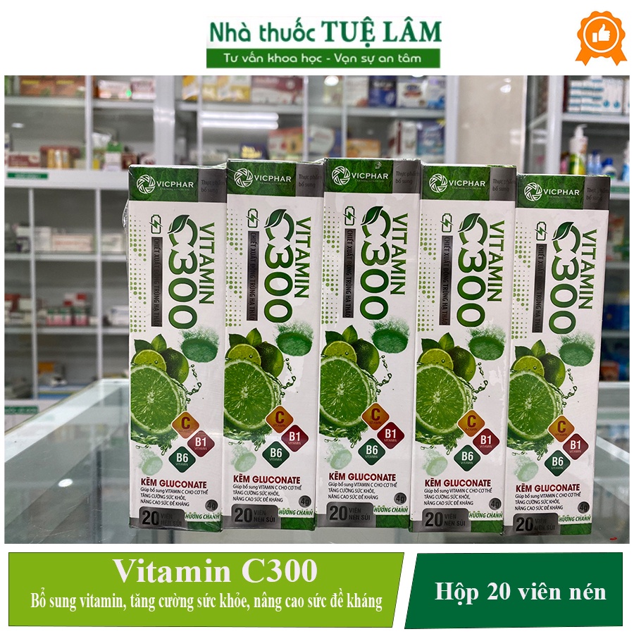 Vitamin C300 hộp 20 viên giúp bổ sung vitamin C cho cơ thể, tăng sức đề kháng