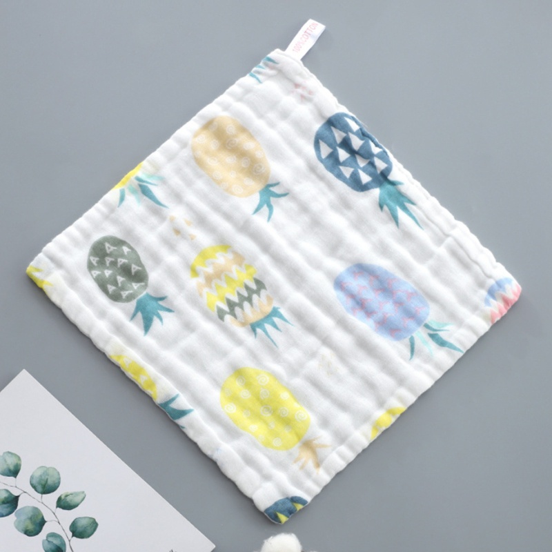 Bộ 5 Khăn Lau Mặt 6 Lớp Chất Liệu Cotton Muslin In Họa Tiết Trái Cây / Động Vật Hoạt Hình Cho Bé