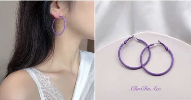 Hoa tai xinh phong cách hàn quốc màu tím