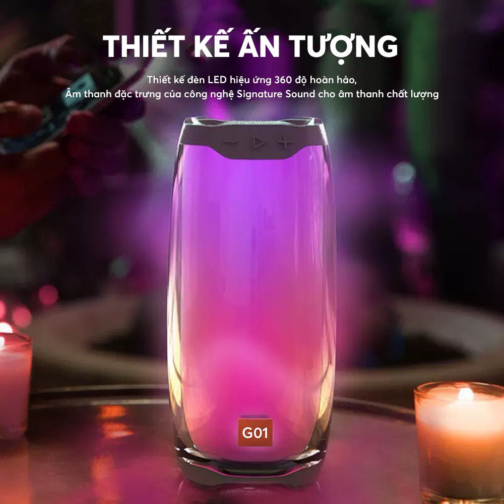 Loa blutooth mini GrownTech  Pulse 4, công suất 20W chống nước âm thanh phát theo nhạc 360 độ đèn led