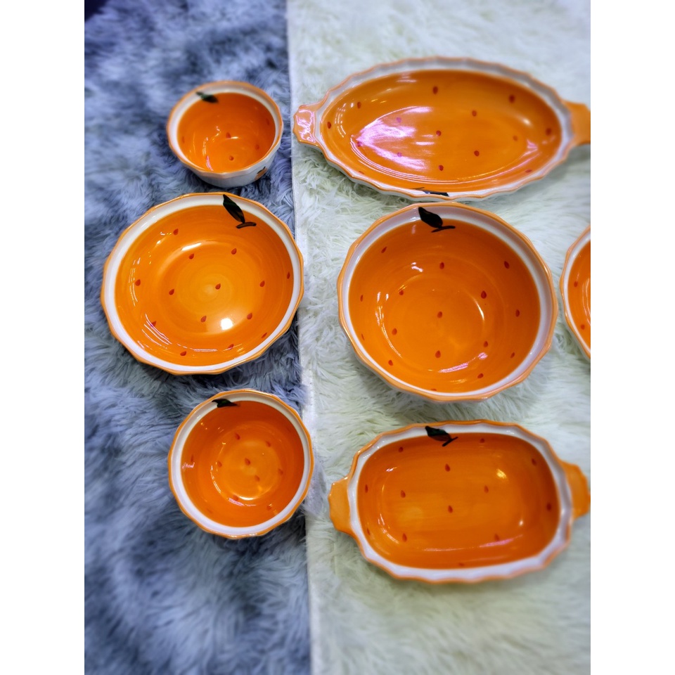 Bát Sứ Bát Ăn Cơm Bộ Bát Đĩa Decor sét hoa quả cam 9 món siêu đáng yêu