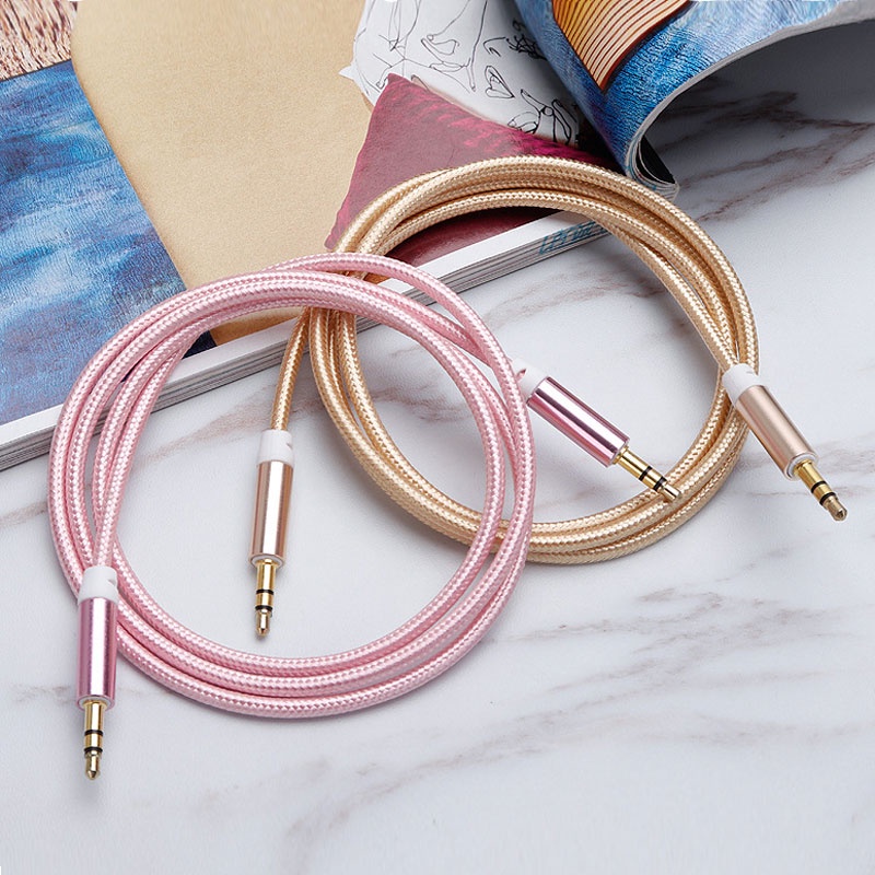 Dây cáp AUX mạ vàng 2 đầu 3.5mm, cáp âm thanh cho loa và tai nghe kết nối điện thoại hay máy tính