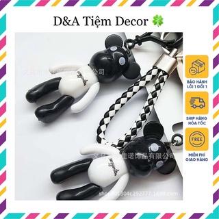 COMBO 2 móc khóa GẤU trắng đen kèm dây da, MÓC KHÓA cute