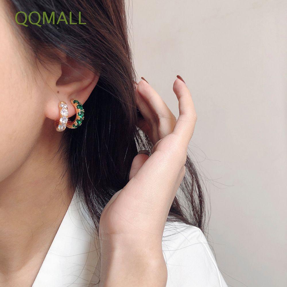 Khuyên Tai Tròn Đính Đá Zircon Màu Trơn Phong Cách Retro Thời Trang|Khuyên Tai Dáng Dài Phong Cách Hàn Quốc Song Ji Ah