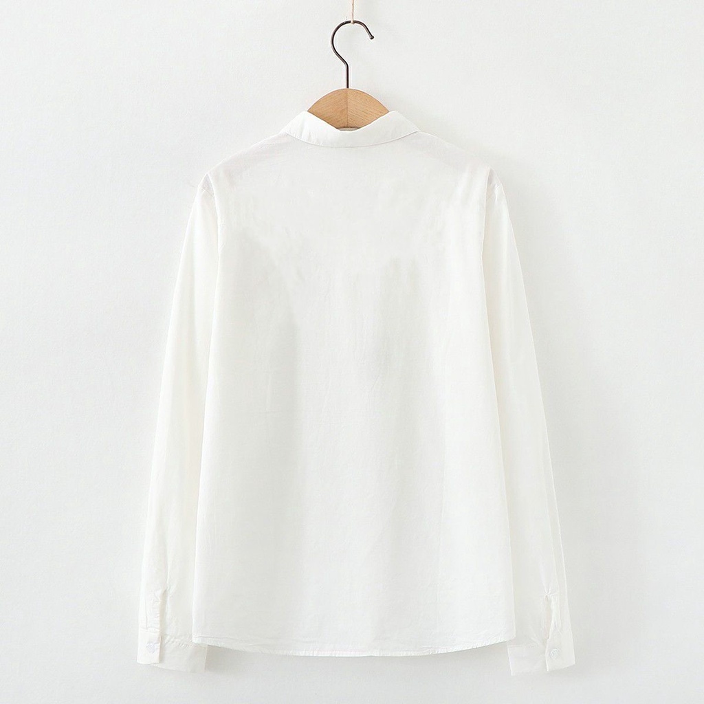 Áo sơ mi nữ tay dài thêu hoa thời trang Hàn Quốc