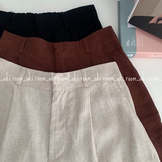 Quần shorts linen cạp lưng chun
