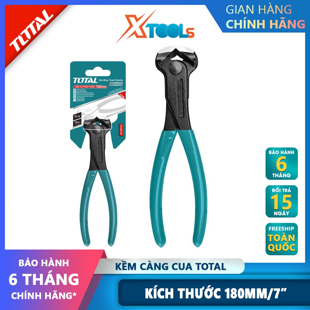 Kềm tuốt dây điện TOTAL THT260702 | kìm càng cua kích thước 7&quot; / 180mm, chất liệu lưỡi Cr-V đen bóng , tay cầm cách điện
