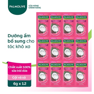Bộ 12 gói Dầu gội Palmolive kèm dầu xả 2in1 Dưỡng Ẩm bổ sung từ Sữa Dừa & Protein 6g