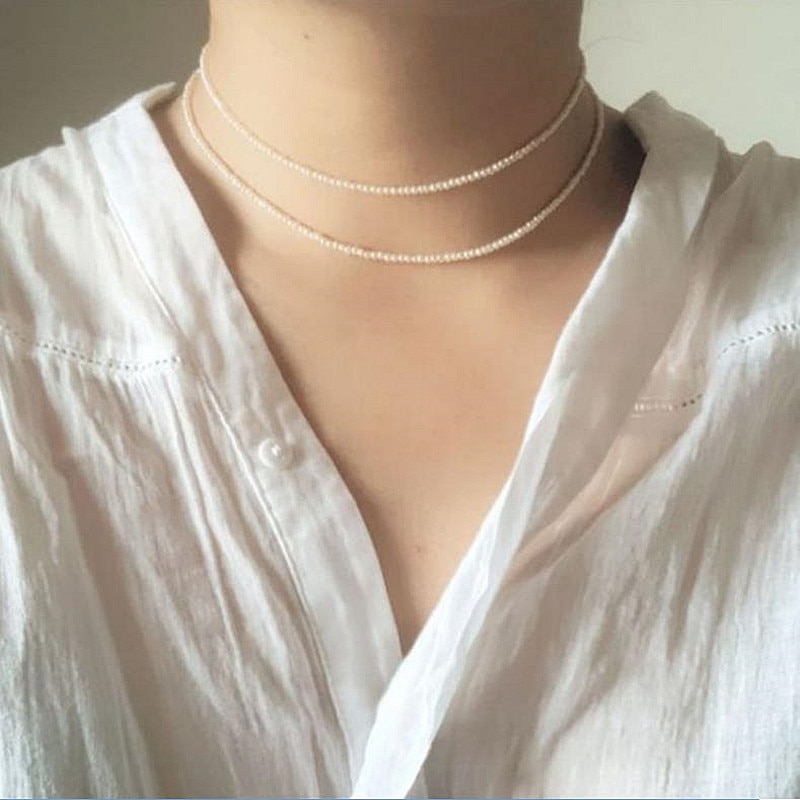 Vòng Cổ Choker Đính Hạt Ngọc Trai Nhỏ Đơn Giản Thanh Lịch Cho Nữ 2021