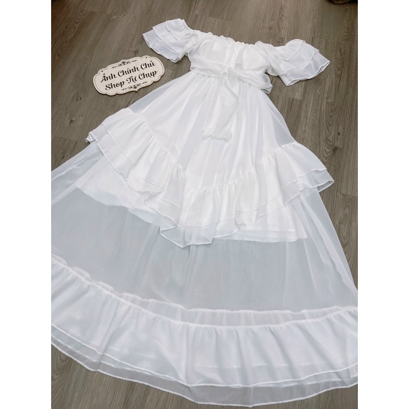 Đầm maxi bẹt vai sexy quyến rũ kèm ảnh thật