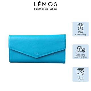 VIC - Ví 3 gấp nữ da bò thật LÉMOS Leather màu xanh nước biển - FP05-771