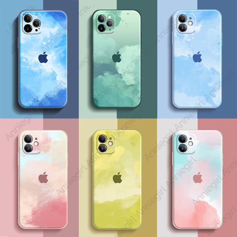 Ốp điện thoại silicon mềm họa tiết màu nước gradient mặt nhám cho IPhone 12 11 Pro Max Xs Max XR 8 7 Plus SE | BigBuy360 - bigbuy360.vn