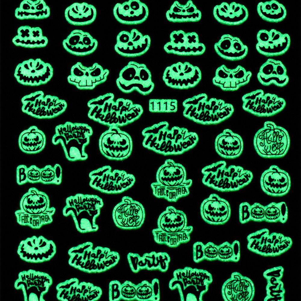 Miếng Dán Trang Trí Móng Tay Dạ Quang Họa Tiết Halloween Độc Đáo