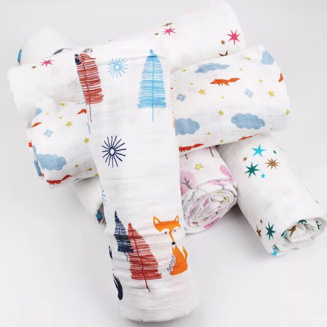 Khăn tắm muslin swaddle sợi tre cho bé