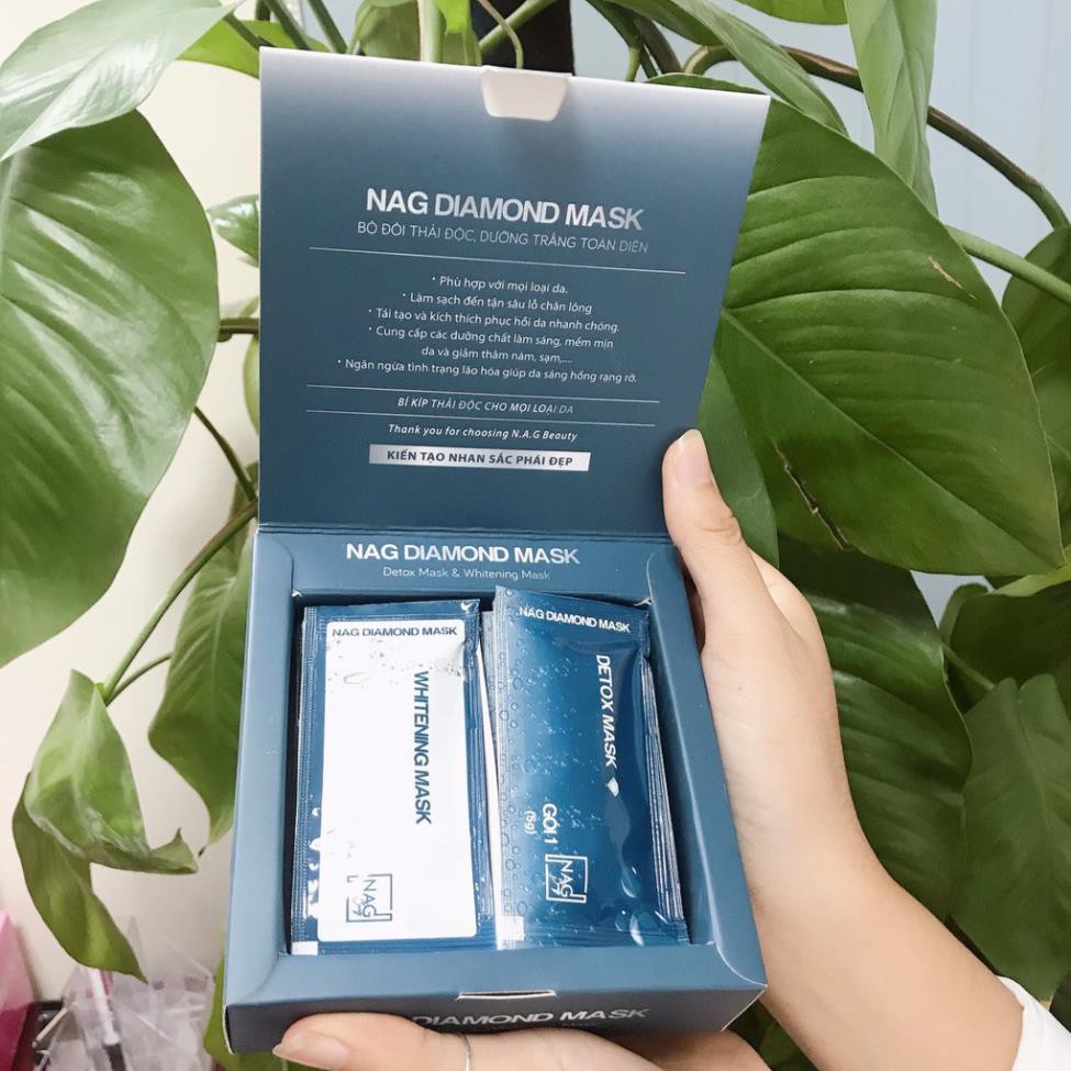 BỘ ĐÔI MẶT NẠ N.A.G DIAMOND MASK-Thải độc, dưỡng trắng da mặt toàn diện/DETOX MASK-WHITENING MASK | Thế Giới Skin Care