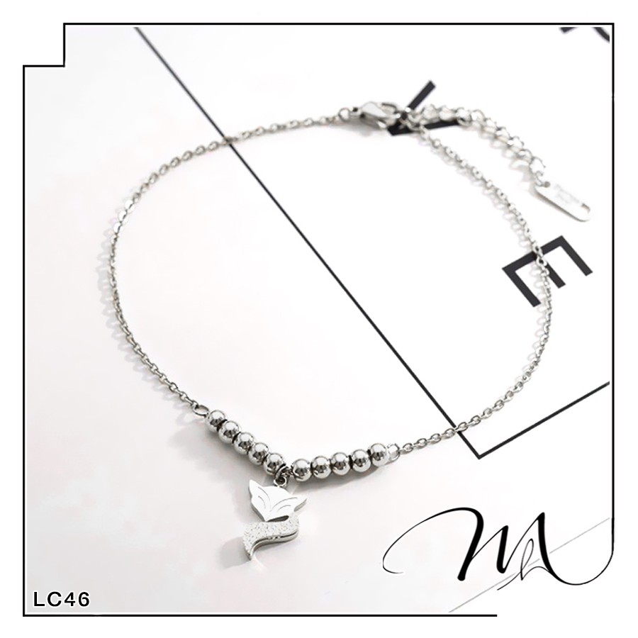 Lắc chân nữ Titan không gỉ hồ ly phun cát phối bi xinh xắn - Măng's House LC46