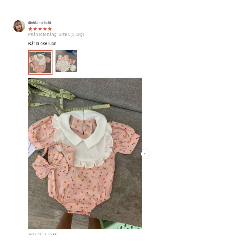 Body bé gái sơ sinh kèm băng đô Màu hồng nhạt Size 3 đến 13kg Nina Kids Boutique chuyên Quà đầy tháng thôi nôi