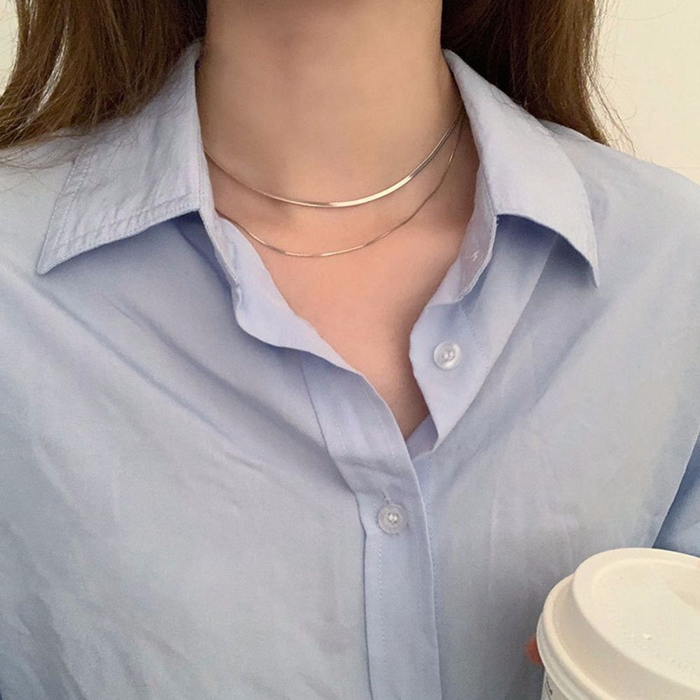 Vòng cổ Hợp Kim Ngắn Hai Lớp Phong Cách Hàn Quốc Thanh Lịch Dành Cho Nữ