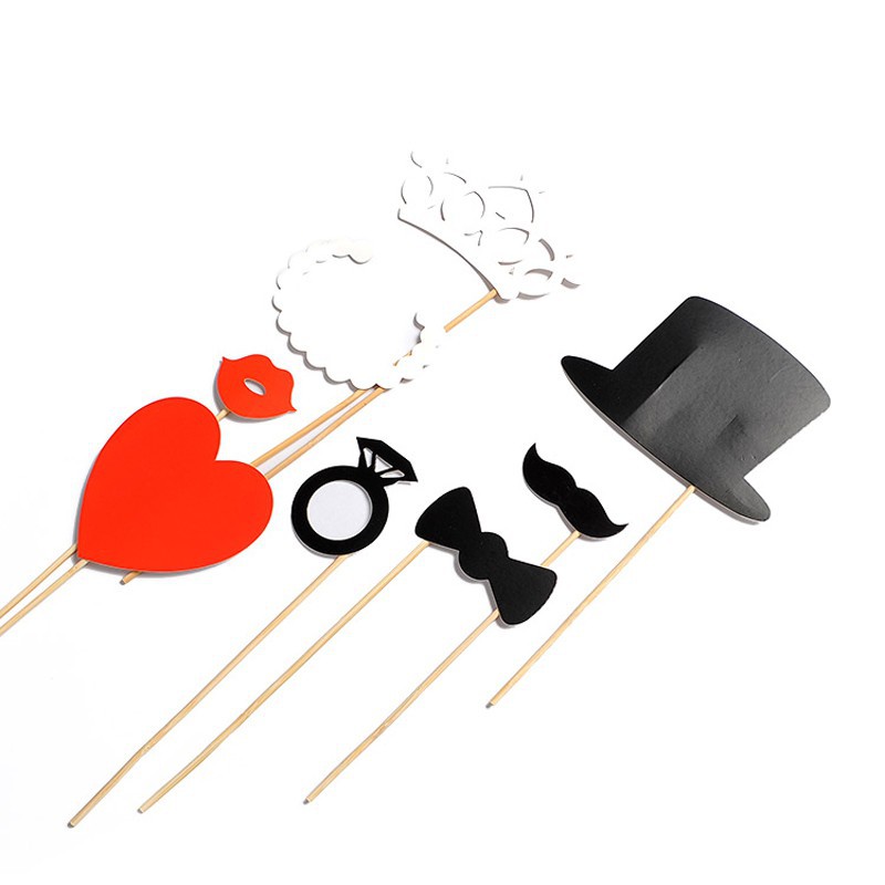 Set 8 nón giấy hình môi và trái tim trang trí tiệc cưới
