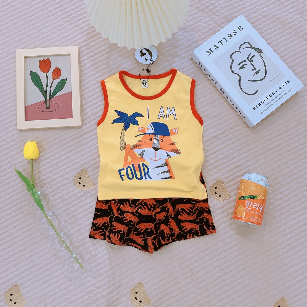 Lyvyshop - (Hàng đẹp) Combo 04 bộ quần áo sát nách cho bé trai, bé gái 09-26kg