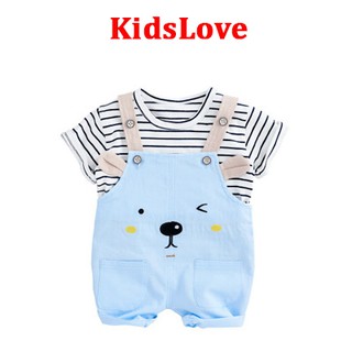 Bộ quần áo thời trang KidsLove cho bé gái, áo thun , quần yếm, cotton thoáng mát, thấm hút mồ hôi
