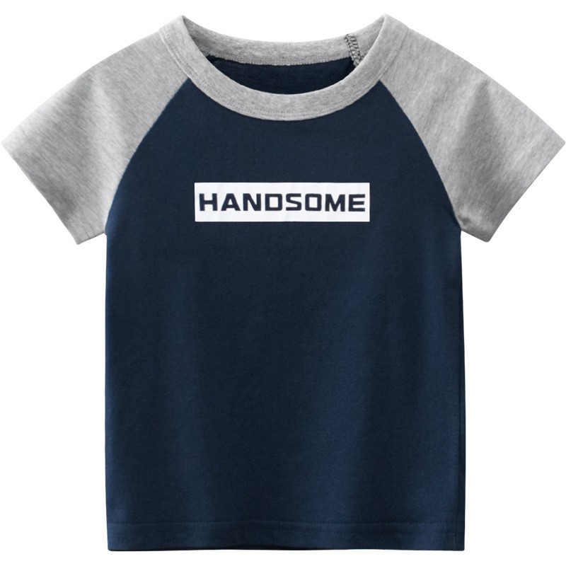 Áo Thun Tay Ngắn Chất Liệu Cotton In Chữ Thời Trang Dành Cho Bé Trai