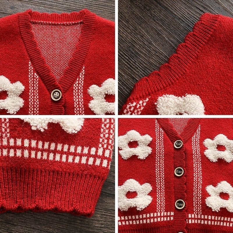 Áo Khoác Cardigan Len Dệt Kim Cổ V Không Tay Thời Trang Mới 2022 Dành Cho Bé
