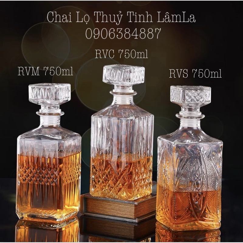 Bình Thuỷ Tinh Pha Lê Đựng Rượu 750ml | Nhiều Mẫu Mã